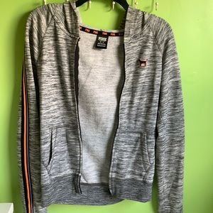 Heather grey VS pink zip up sweatshirt